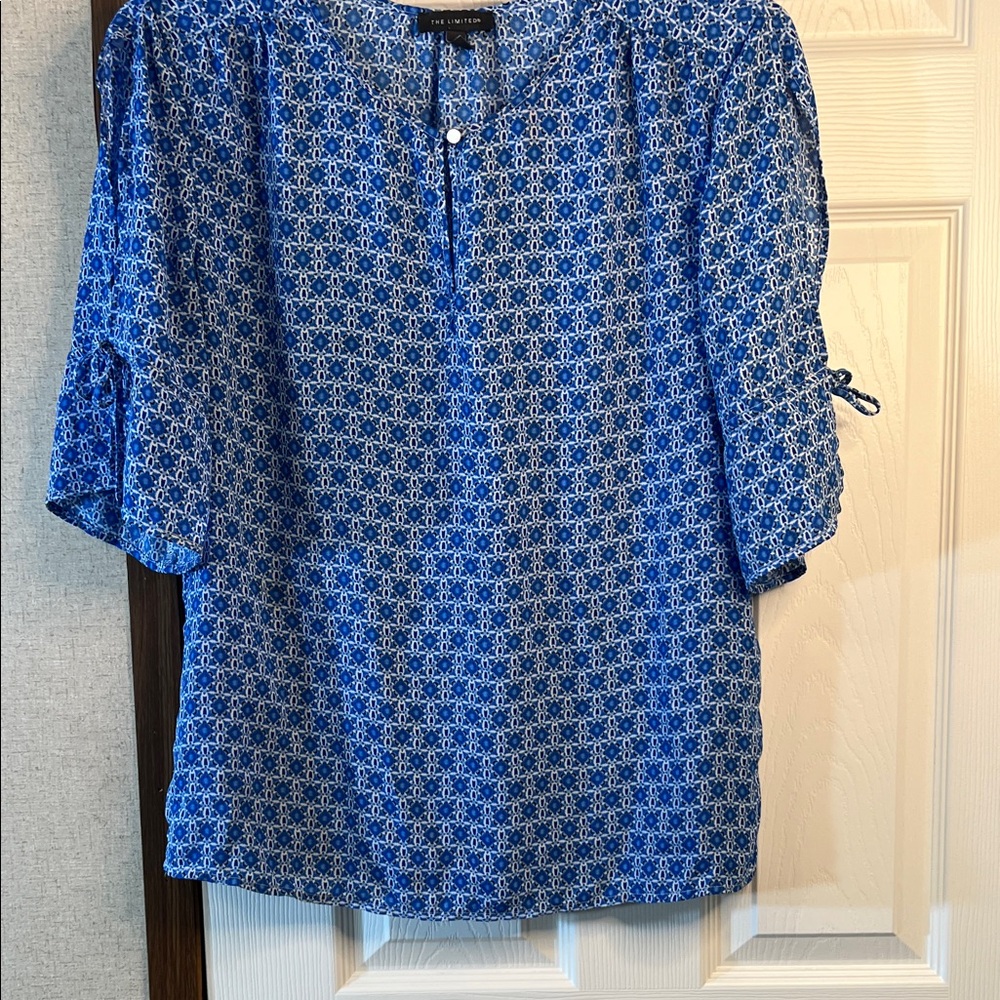 The Limited Blue and White Patterned Blouse
